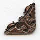 Ornate Corner Flourish Oxidized Copper Stampings (4)