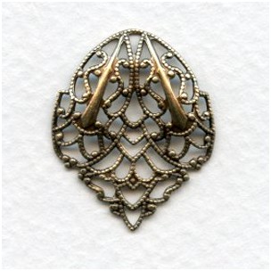 Ornate Filigree Connector Fans 27mm Oxidized Brass (4)