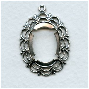 Filigree Open Back 18x13mm Settings Oxidized Silver (6)