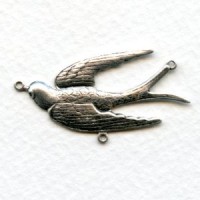 Large Bird Connectors Oxidized Silver (3)