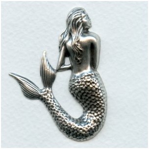 Large Mermaid Stampings Oxidized Silver 53mm (2)