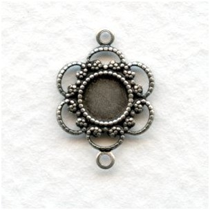Filigree Connector 5mm Settings Oxidized Silver (12)