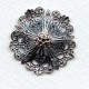 Round Flower Shaped 29mm Filigree Oxidized Silver (3)