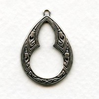 Moroccan Style Oxidized Silver Pendant Hoops 29mm (6)