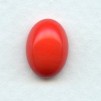 ^Coral Red 14x10mm German Glass Cabs (4)