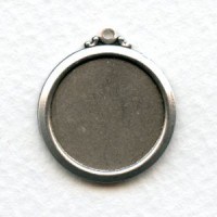 Elegant Simple Setting Pendants 18mm Oxidized Silver (6)