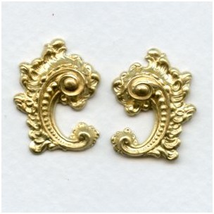 Rococo Right and Left Flourishes Oxidized Brass