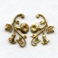Morning Glory Right and Left Flourishes Raw Brass (1 set)
