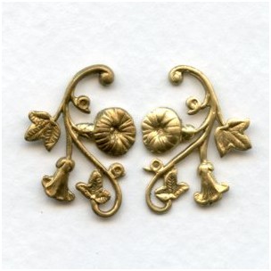 Morning Glory Right and Left Flourishes Raw Brass (1 set)