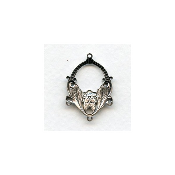 Ornate 3 Strand Jewelry Connectors Oxidized Silver (12