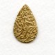 Floral Patterned Pear Shape Drops Raw Brass 27mm (6)