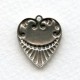 Heart Pendant Charms Oxidized Silver 21.5mm (6)