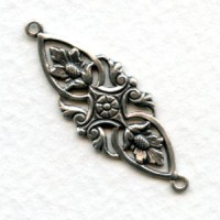 Floral Openwork Connector Oxidized Silver 35mm (6)