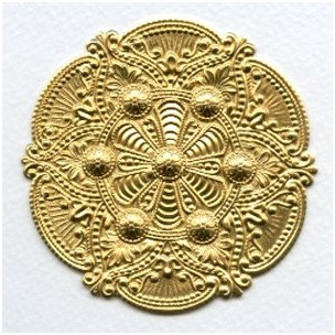 Splendid Gothic Details Raw Brass Medallion 72mm (1) 