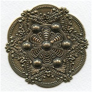 Splendid Gothic Details Oxidized Brass Medallion 72mm (1)