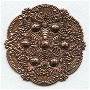Splendid Gothic Details Oxidized Copper Medallion 72mm (1)