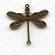 Victorian Style Dragonfly Connectors Oxidized Brass 24mm (3)