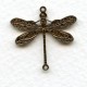 Victorian Style Dragonfly Connectors Oxidized Brass 24mm (6)