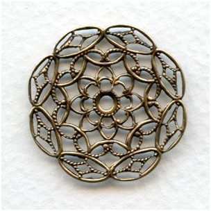 Filigree Small 28mm Round Oxidized Brass Stampings (6)