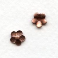 Tiny Flowers 7mm Oxidized Copper with Textured Petals (24)