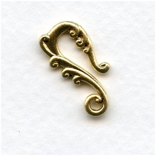 Curvy Tendrils Necklace Hooks Bright Gold 22mm (4) 