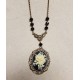 ^Flower Bouquet Cameo Ivory on Jet 40x30mm (1)