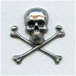 Skull and Crossbones 30x31mm Oxidized Silver (1)