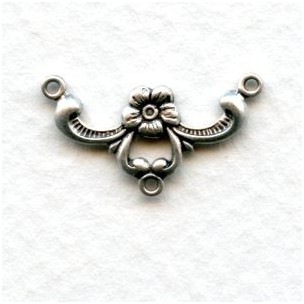 Flower and Ribbon Effect Connector Oxidized Silver (6)