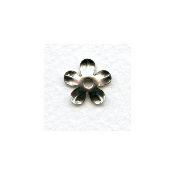Smooth 5 Petal Flowers Oxidized Silver 13mm (12 ...