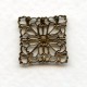 Square Flat Filigree Connector Oxidized Brass (12)