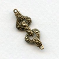 Decorative Single Strand Brass Foldover Clasp with End Tabs (1)