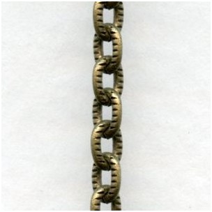 Small Cable Chain 4.5mm Textured Links Oxidized Brass (3 Ft)