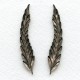 Long Slender Leaves Right and Left Oxidized Silver (1 Set)