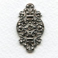 Victorian Style Filigree Oxidized Silver 33mm (6)