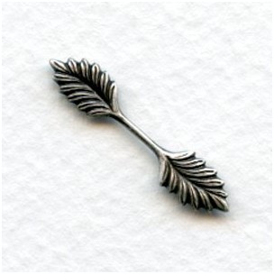 Small Double Leaf Bail Stamping Oxidized Silver 26mm (12)