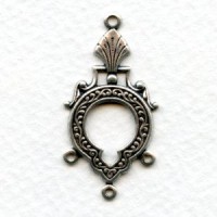 Three Strand Connectors Keyhole Detail Oxidized Silver (4)