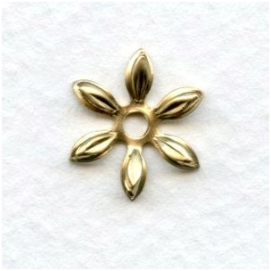 Cut Out Detail Petals Flower Bead Caps Raw Brass (12)