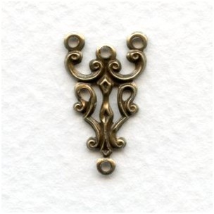 Gothic Style Three Strand Connectors Oxidized Brass (12)