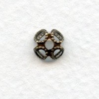 Filigree 7mm Oxidized Brass Four Petal Bead Caps (12)