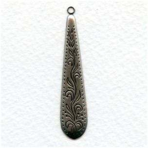 Embossed 48mm Pendants Oxidized Silver (6)