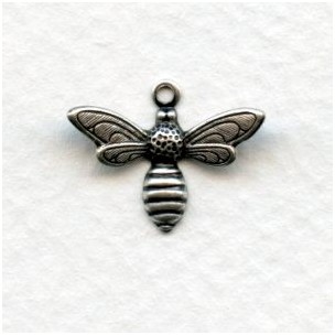 Bee Pendants Oxidized Silver 17mm (12)