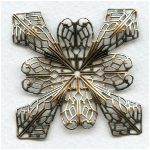 Grand Filigree Four Point Stamping Oxidized Brass (1)
