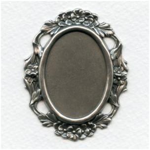 Floral Edge Plaque 38x28mm Setting Oxidized Silver (1)