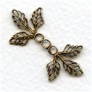 Filigree Leaves Connectors Oxidized Brass 36mm (6)