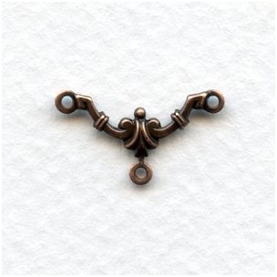 Three Loop Deco Style 18mm Connectors Oxidized Copper (12)