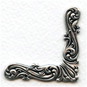 Large Elegant Scroll Design Corners Oxidized Silver (4)