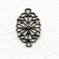 Dainty Filigree 20mm Connectors Oxidized Silver (6)