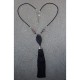 Tassel Silver Topped Red With Black Bead 7"