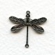 Victorian Style Dragonfly Connectors Oxidized Silver 24mm (3)