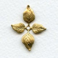 Small Versatile Leaf Stampings in Raw Brass 34mm (4)